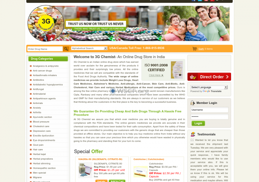 3Gchemist.com Overseas On-Line Drugstore