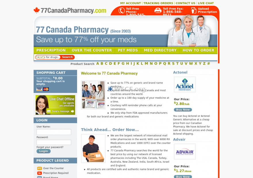 77Canadapharmacy.net Confidential Internet DrugStore.