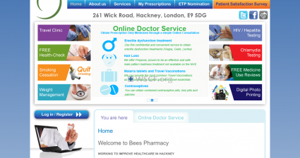 Beespharmacy.co.uk Website Pharmaceutical Shop