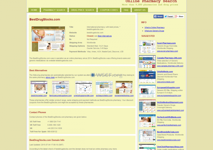 Bestdrugstocks.com Overseas On-Line Pharmacy