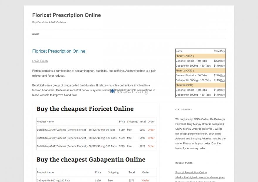 Fioricetprescription.biz Online Offshore Pharmacy
