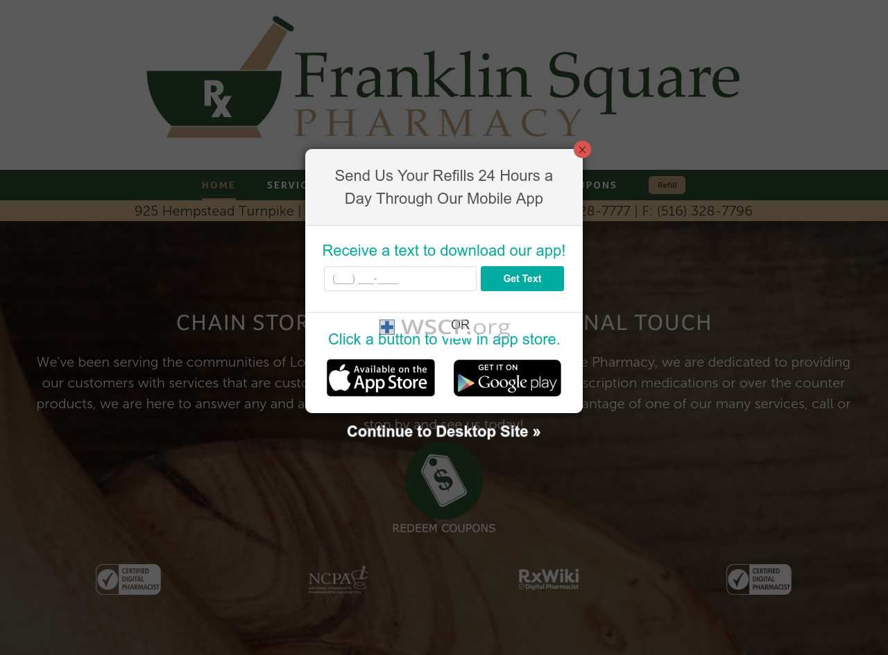 Franklinsquarepharmacy.com Pharmacy Online