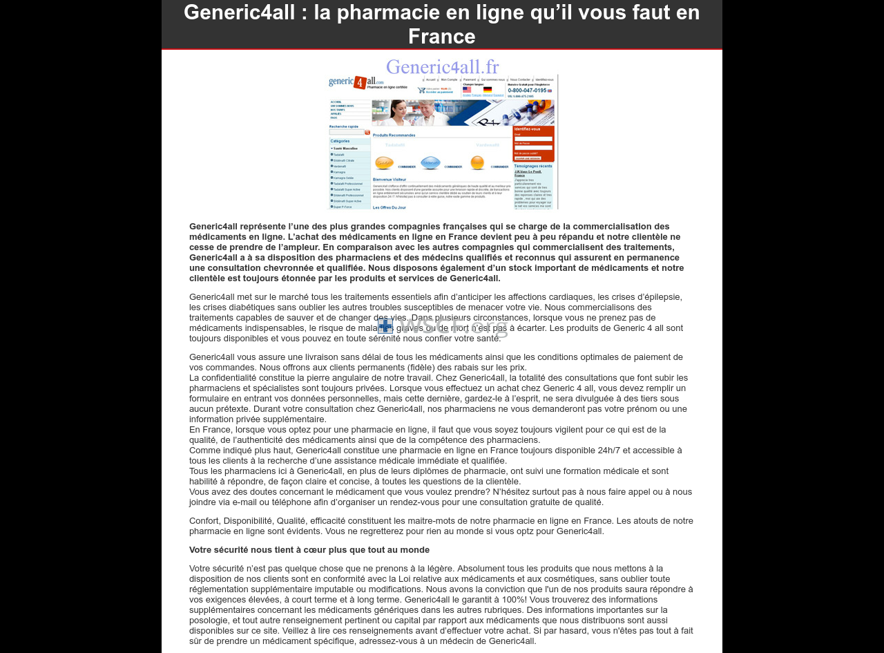 Generic4All.fr ED Drugs Online