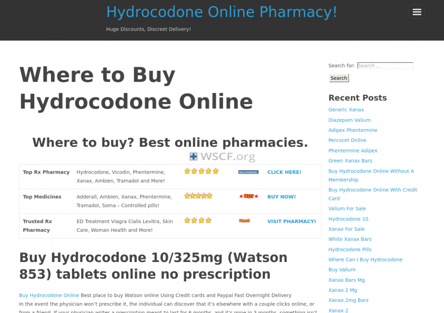 Hydrocodoneonline.org Online Offshore Pharmacy