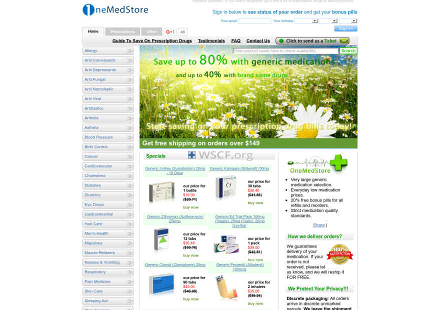 Onemedstore.com Web’s Pharmacy