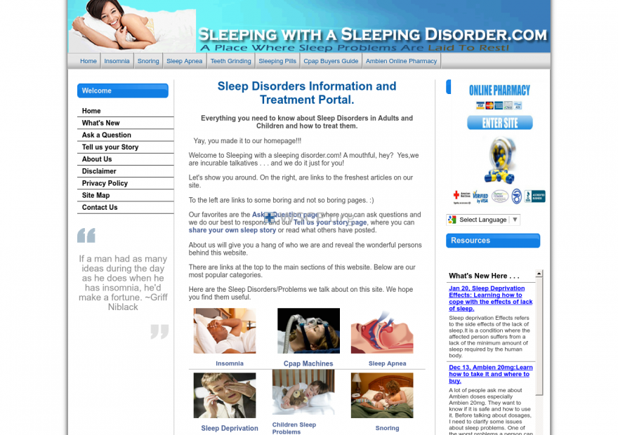 Sleeping-With-A-Sleeping-Disorder.com International Pharmacy
