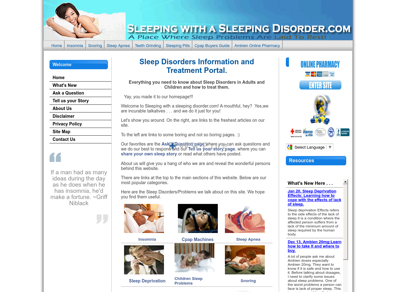 Sleeping-With-A-Sleeping-Disorder.com International Pharmacy