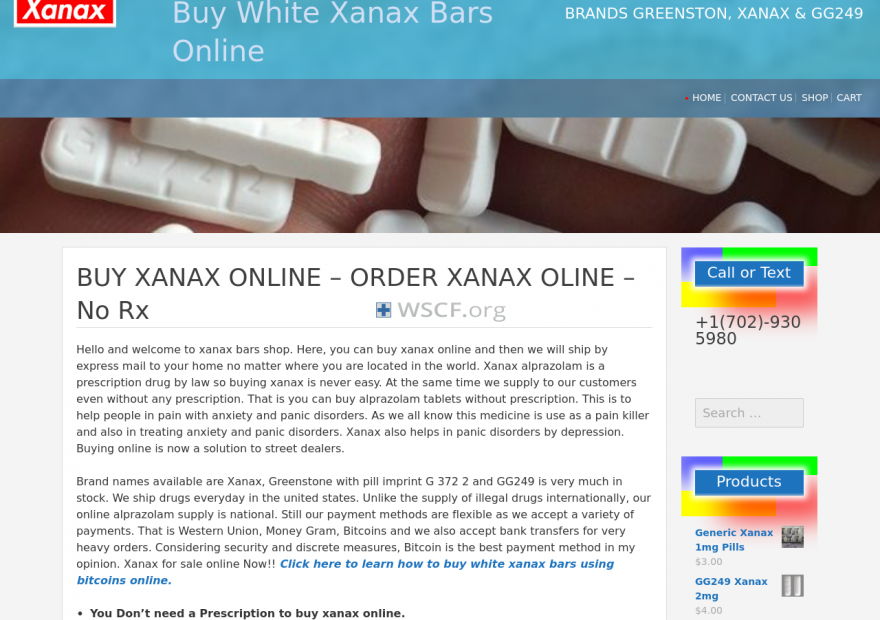 Whitexanaxbars.com All time On-line Support